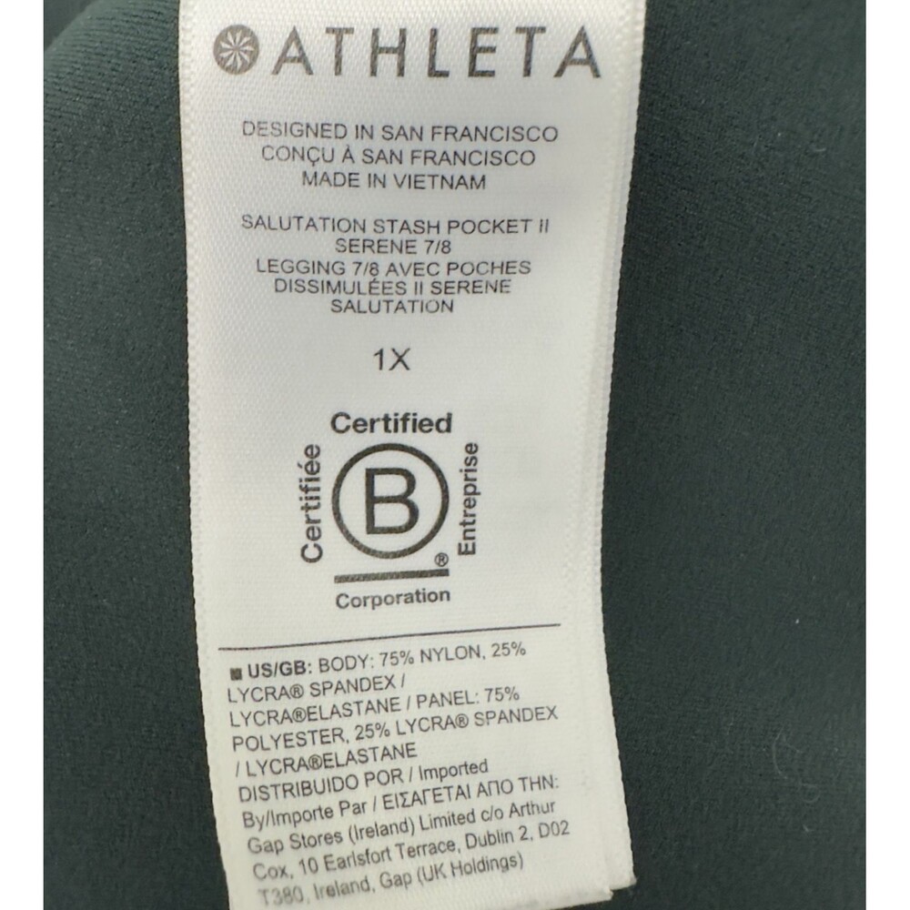 Athleta Leggings/Crop Tank Top Set Green Camo Stripe Salutation Stash 1X XL D-DD - Picture 15 of 16